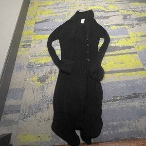 Unif Long Black Fuzzy Cardigan